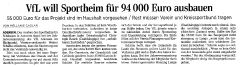 VfL will Sportheim für 94.000 € ausbauen